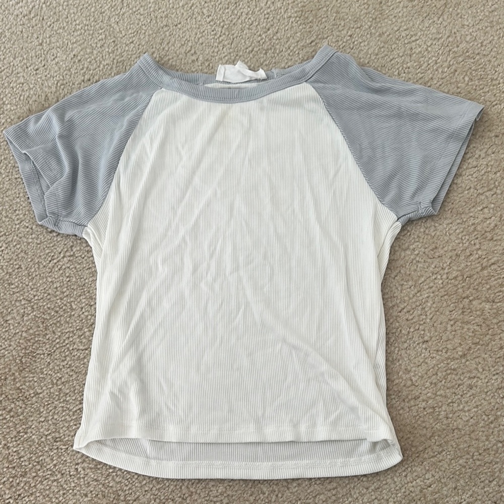 Fitted White and Gray Raglan Tee